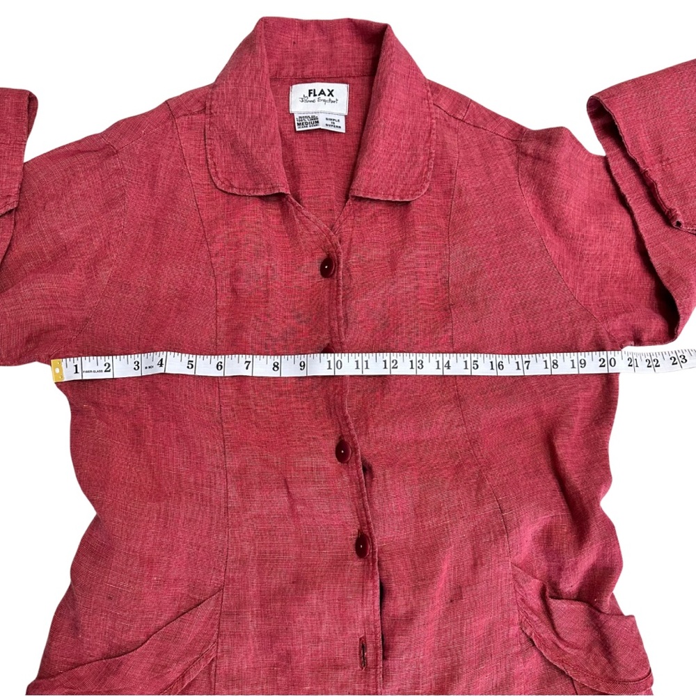 Vintage Flax Button-Front Medium (adjustable) Linen Midi Dress Lagenlook - Picture 8 of 9